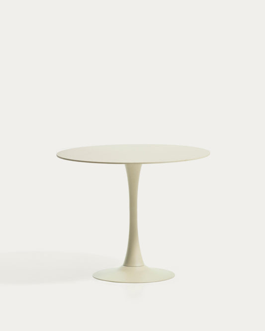 Mesa redonda Vedira de cerámica crudo y acero beige Ø90 cm
