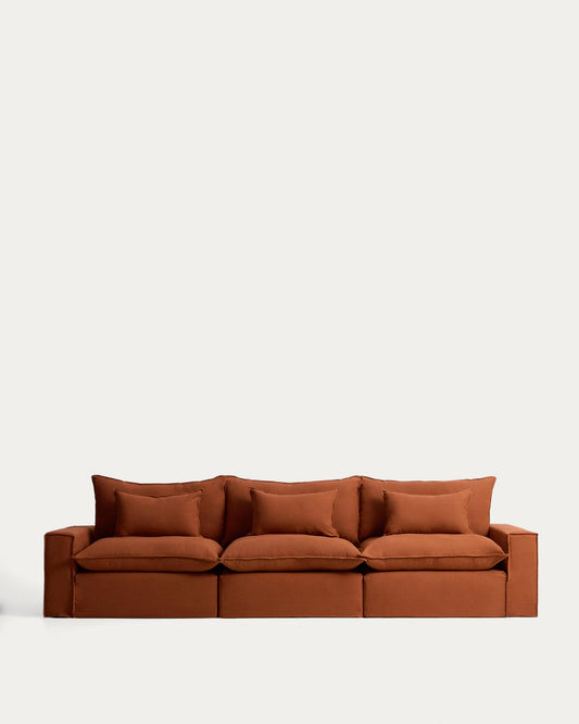 Sofà modular desenfundable Anarela 5 places de lli terracota 370 cm FSC Mix Credit