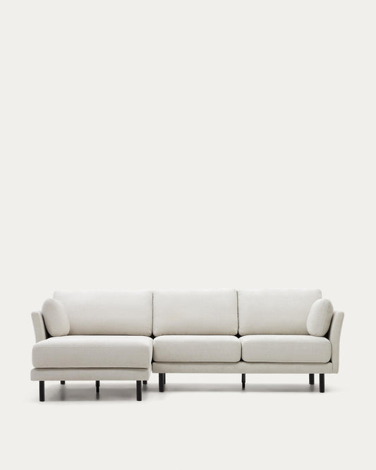 Sofà Gilma 3 places xenilla chaise longue dret/esquerre beix i potes acabat negre 260 cm