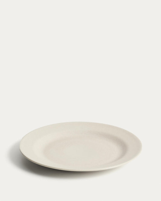 Plat pla Sermin de ceràmica beix