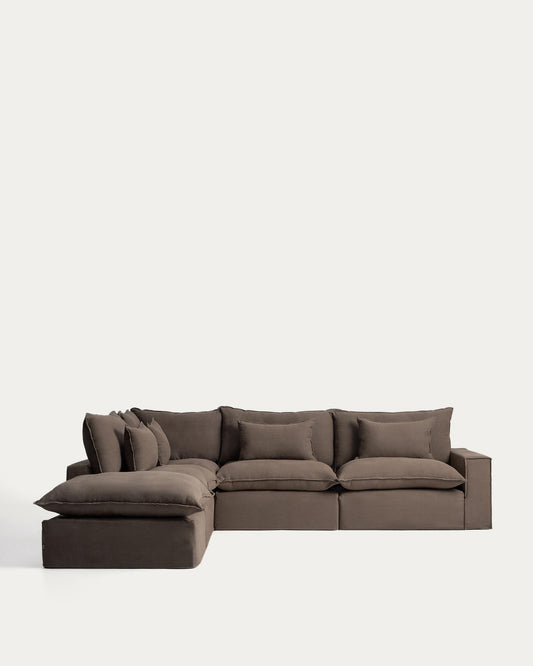 Sofà raconer modular desenfundable Anarela 6 places de lli taupe 307 x 347 cm FSC Mix Credit
