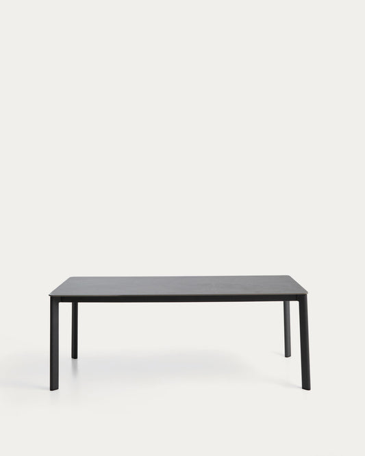 Mesa Anafi de piedra sinterizada y aluminio grafito 180 x 90 cm