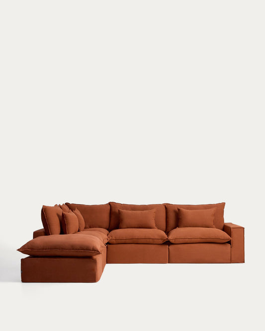 Sofà raconer modular desenfundable Anarela 6 places de lli terracota 307 x 347 cm FSC Mix Credit