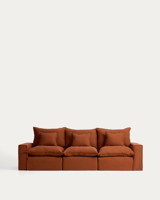 Sofà modular desenfundable Anarela 3 places de lli terracota 310 cm FSC Mix Credit
