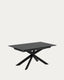 Taula extensible Atminda de cristall i potes d'acer acabat negre 160 (210) x 90 cm