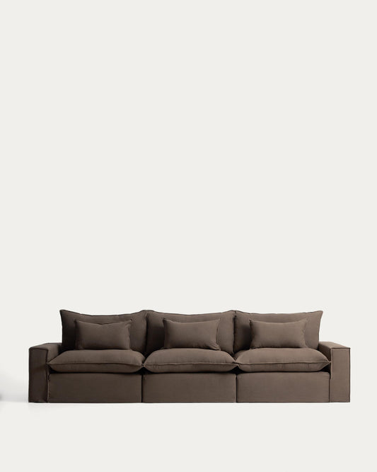 Sofà modular desenfundable Anarela 5 places de lli taupe 370 cm FSC Mix Credit