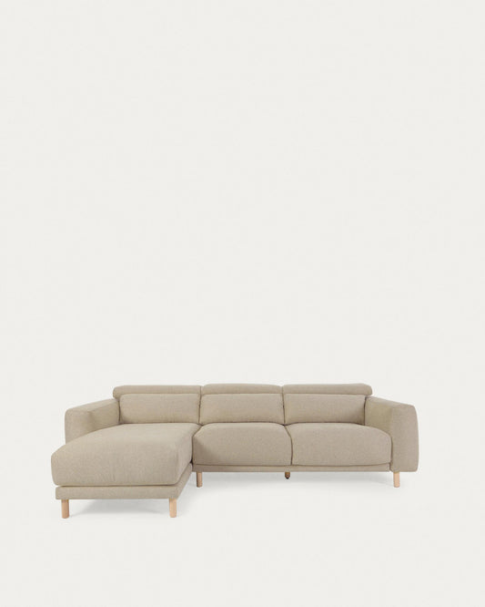 Sofà Singa 3 places chaise longue esquerre capçal reclinable i seient extensible beix 296 cm FSC Mix Credit