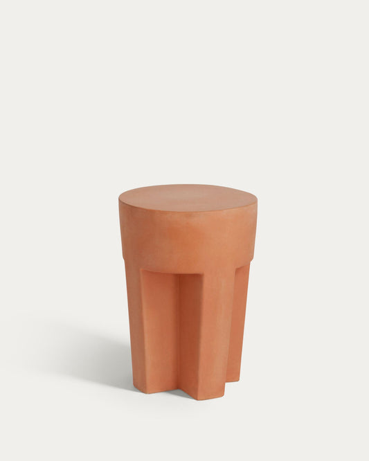 Taula auxiliar rodona exterior Vilena de terracota Ø 33 cm