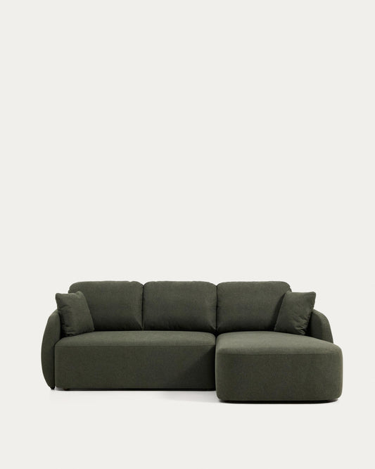 Sofà llit Laira 3 places de xenilla amb chaise longue dreta verd fosc 246 cm FSC Mix Credit