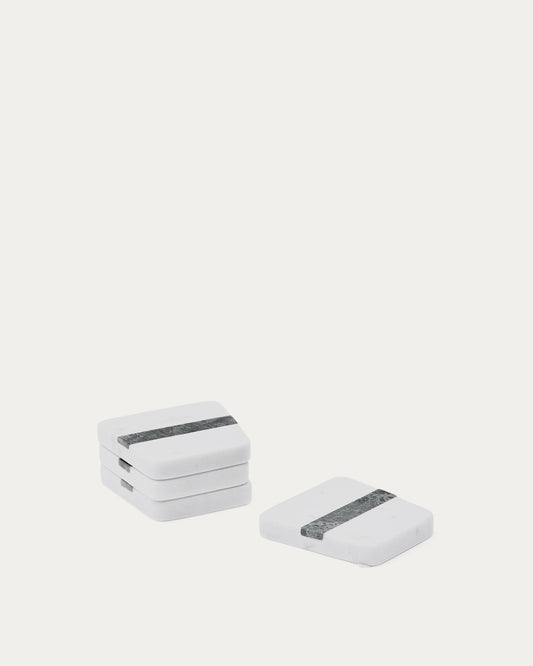 Conjunt Nira de 4 sotagots de marbre blanc i gris