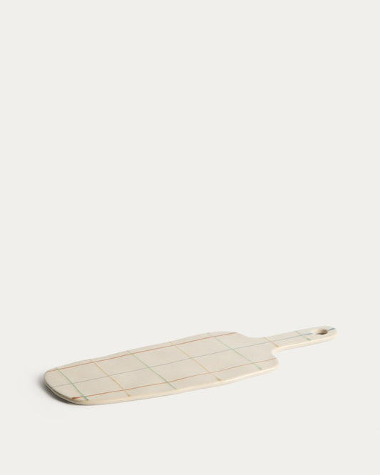 Taula de servir Belor de ceràmica amb ratlles multicolor 36 x 13,8 cm