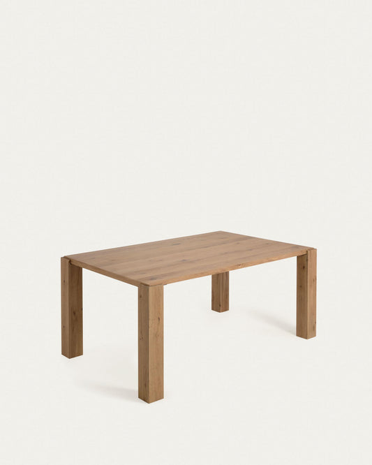 Taula Deyanira de xapa de roure i potes de fusta massissa de roure 160 x 90 cm
