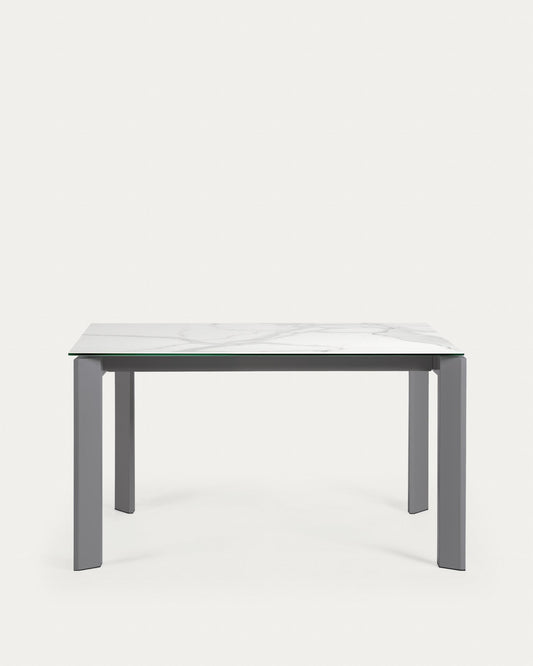 Taula extensible Axis porcellànic acabat Kalos Blanc potes gris fosc 140 (200) cm