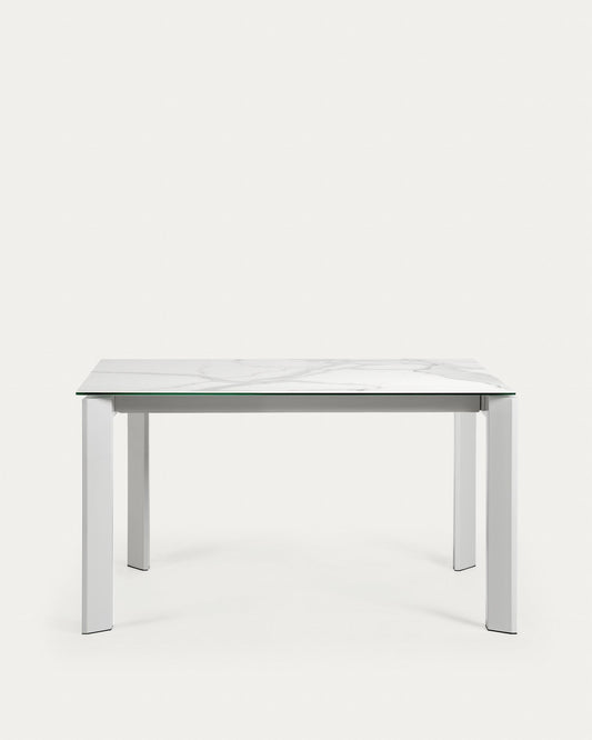 Taula extensible Axis porcelánico acabado Kalos Blanco patas gris 140 (200) cm