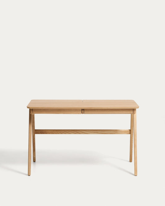 Taula Julia de xapa i fusta massissa de freixe 120 x 65 cm