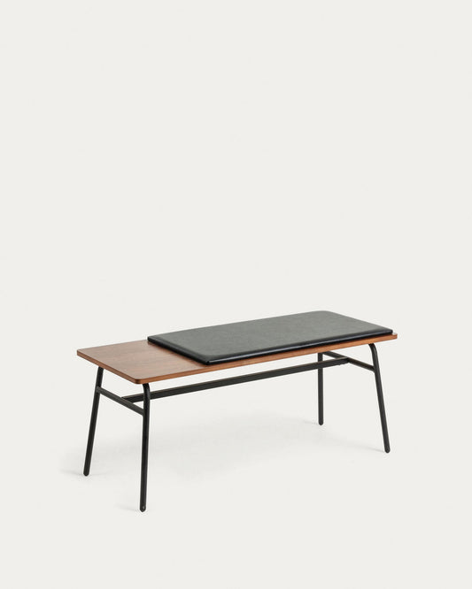 Banc Carabel d'acer i xapat de noguera 100 cm