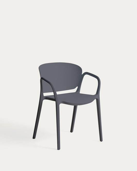 Cadira apilable d’exterior Ania gris fosc