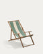 Transat pliable d’extérieur Vilara rayures vertes et beiges en bois d’acacia FSC 100 %