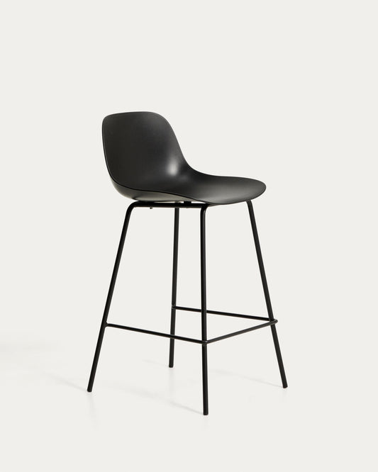 Tamboret Altea negre i potes d’acer amb acabat negre 65 cm