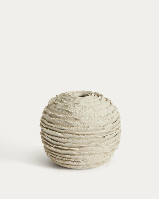 Gerro Evania de ceràmica beix 15,5 cm