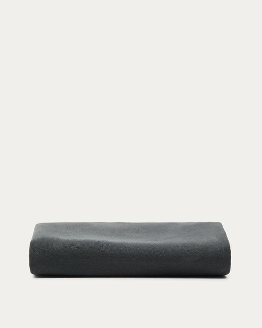 Funda per a base Jaira de lli i cotó gris antracita per a matalàs de 160 x 200 cm
