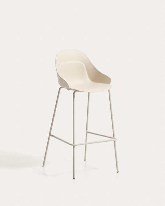 Taburete Sanile con patas de acero con acabado beige 74 cm