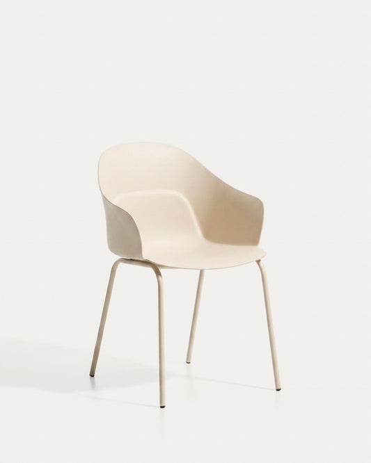 Silla Sanile con patas de acero con acabado beige