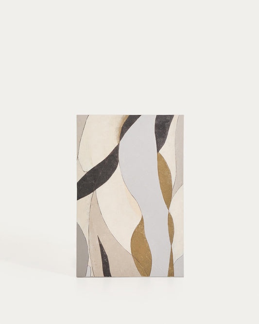 Lienzo abstracto Marvilo gris y mostaza 60 x 90 cm