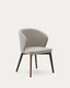 Chaise Darice en tissu chenille marron et bois de hêtre, finition noyer FSC 100 %