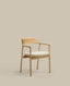 Chaise Alocs tissu chenille beige déhoussable bois de chêne finition naturelle FSC Mix Credit