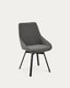 Chaise pivotante Jenna gris foncé et pieds en acier noir FSC 100%