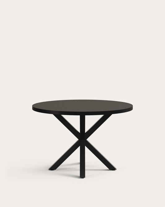 Taula rodona Argo de DM lacat negre i potes d’acer amb acabat negre Ø 120 cm