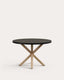 Mesa redonda Argo DM lacado negro y patas de acero con efecto madera Ø 120 cm