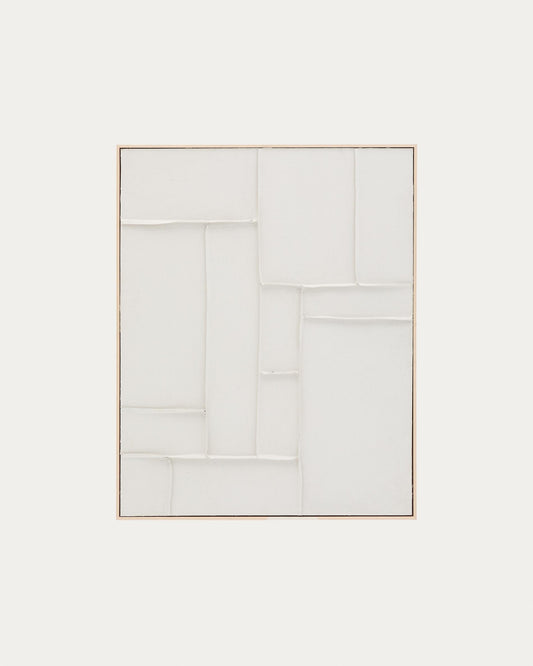 Quadre Klis de lli amb formes geomètriques blanc 80 x 100 cm