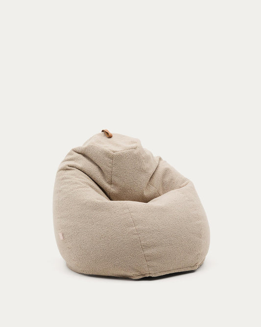 Puf Vicka de borreguet beix Ø 70 cm