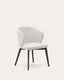 Chaise Darice en tissu chenille beige et bois de hêtre, finition noyer FSC 100 %