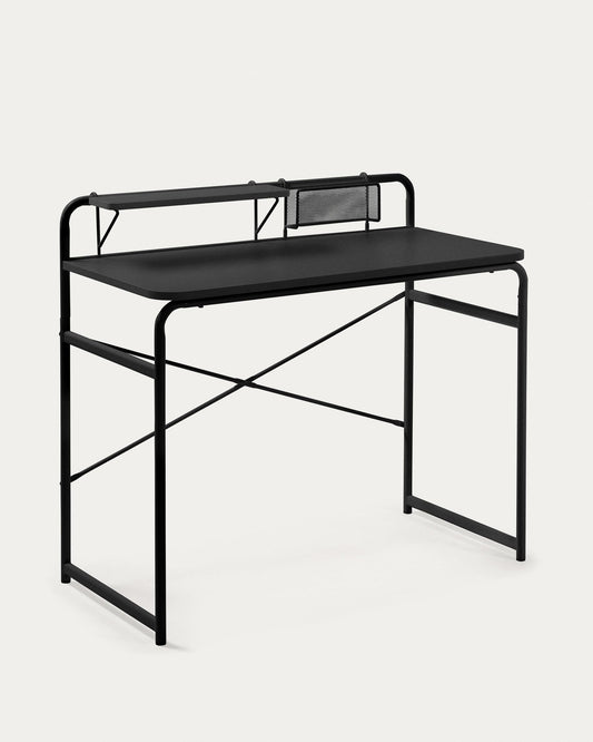 Taula Foreman melamina acabat negre potes d'acer acabat negre 98 x 46 cm