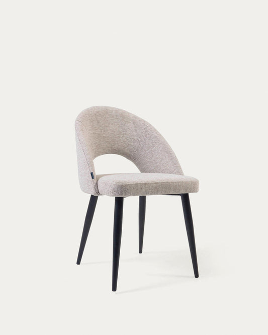 Cadira Mael beix i potes d'acer amb acabat negre FSC 100%