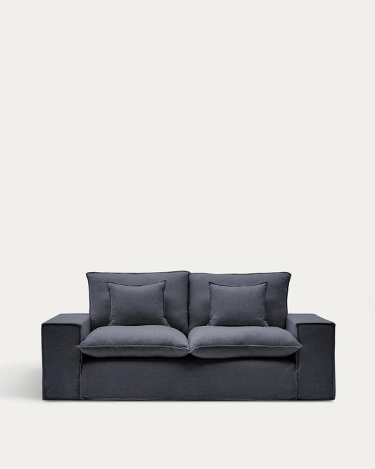Sofà desenfundable Anarela 2 places de lli i viscosa gris fosc 240 cm FSC Mix Credit