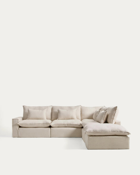 Sofà raconer modular desenfundable Anarela 6 places de lli i viscosa beix 347 x 307 cm FSC Mix Credit