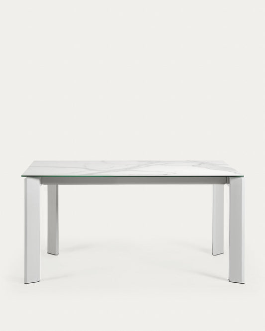 Taula extensible Axis porcellànic acabat Kalos Blanco potes gris 160 (220) cm