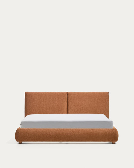 Cama Elerio en chenilla cobrizo suave para colchón de 180 x 200 cm