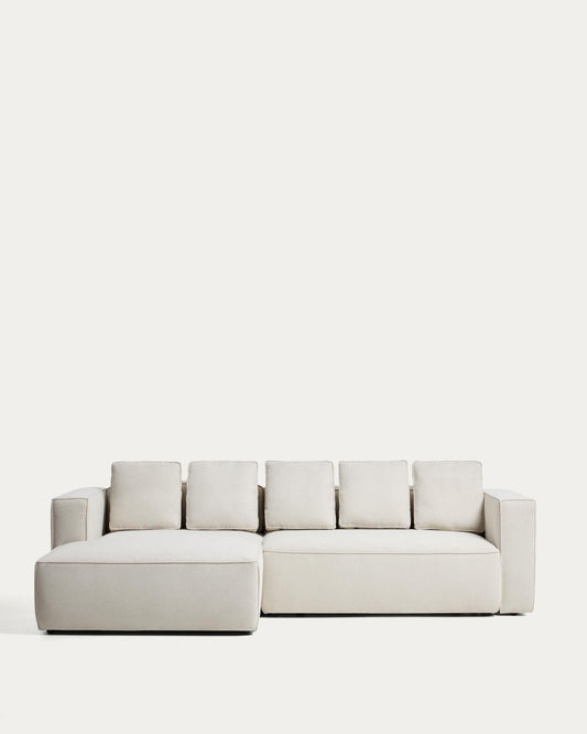 Canapé-lit Marela 3 places avec méridienne gauche en chenille beige 276 cm FSC Mix Credit