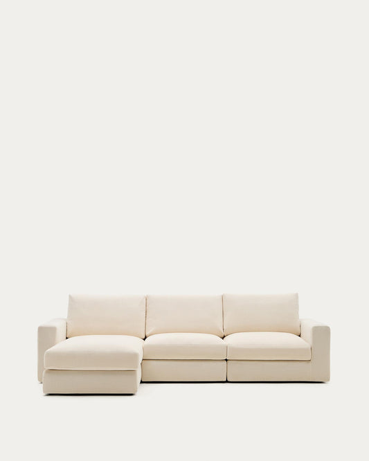 Sofà modular desenfundable Alea 4 places xenilla chaise longue esquerre cru 310 cm