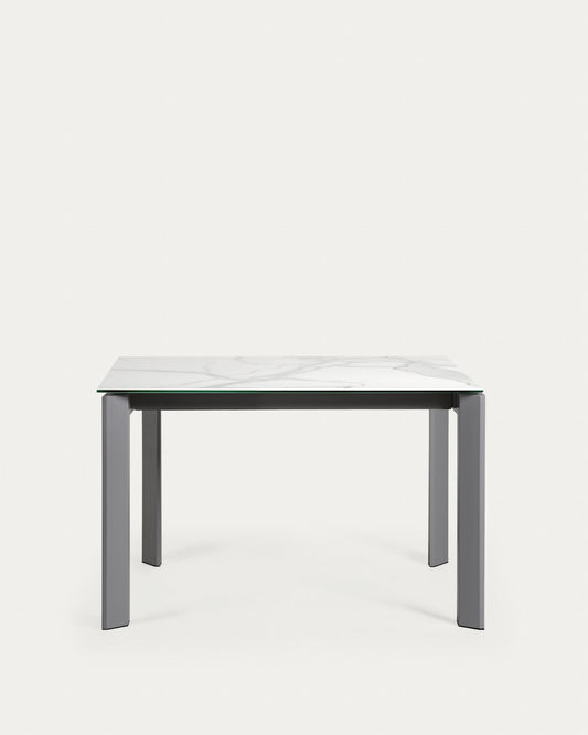Taula extensible Axis porcellànic acabat Kalos Blanc potes gris fosc 120 (180) cm