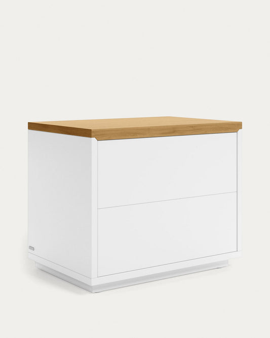 Tauleta de nit Abilen xapa roure i lacat blanc 53 x 44 cm FSC 100%