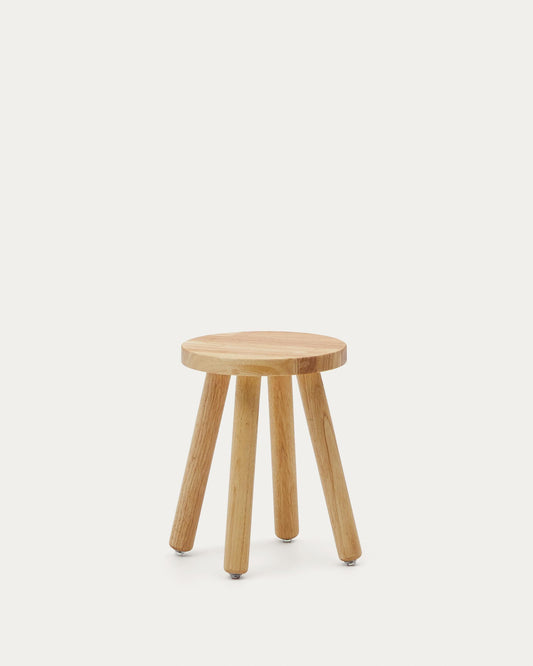 Tamboret infantil Dilcia de fusta massissa de cautxú altura 31 cm