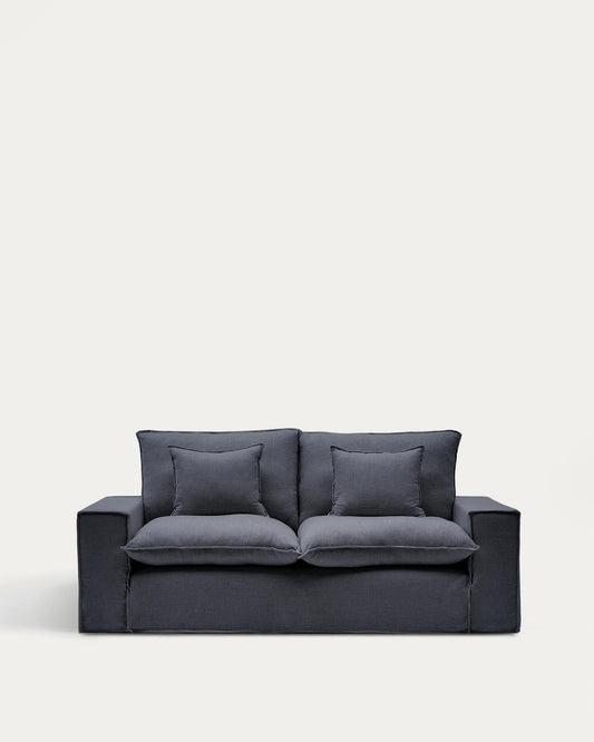 Sofà desenfundable Anarela 2 places de lli i viscosa gris fosc 220 cm FSC Mix Credit