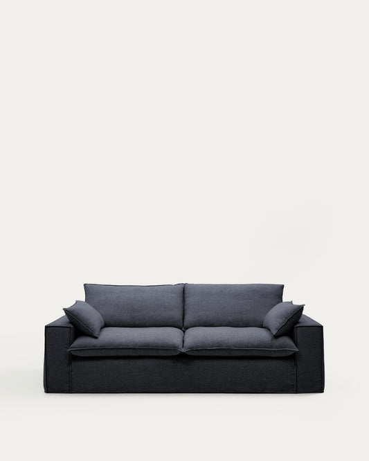 Sofà desenfundable Anarela 3 places de lli i viscosa gris fosc 260 cm FSC Mix Credit