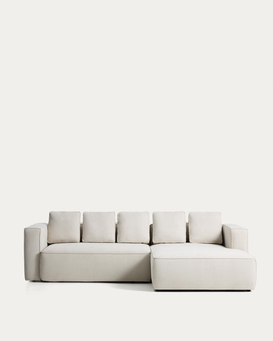 Sofà llit Marela 3 places amb chaise longue dreta xenilla beix 276 cm FSC Mix Credit